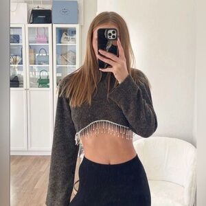 ZARA JEWEL SOFT SWEATSHIRT DARK GRAY Size S